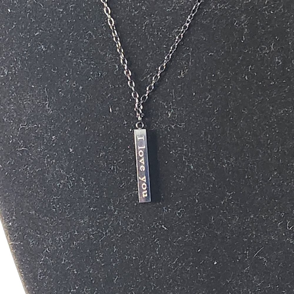 "I love you forever & always" slate black necklace (G25)